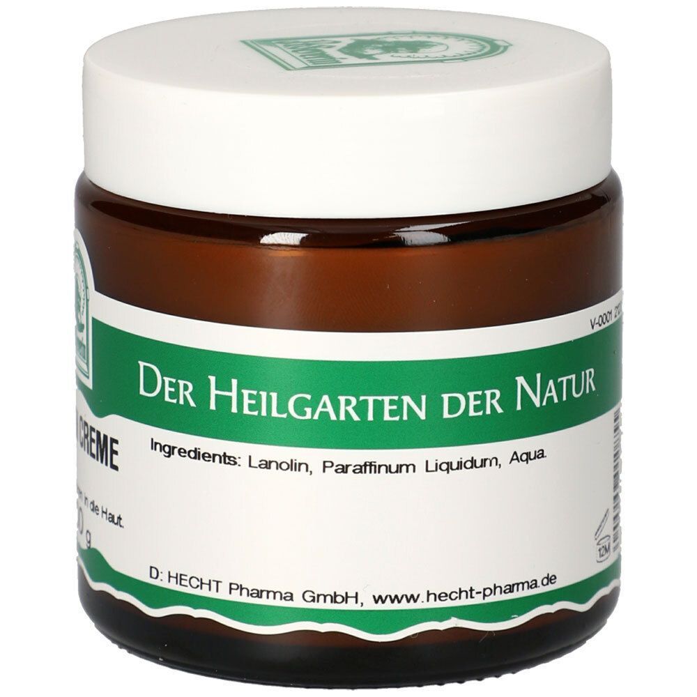 Ein Glas St. Severin Lanolin Creme, 100g, mit Etikett 'Der Heilgarten der Natur'.
