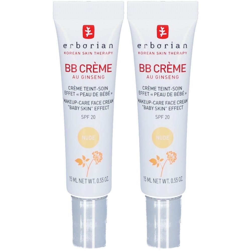 Zwei Tuben Erborian BB Creme Nude mit Ginseng, LSF 20.