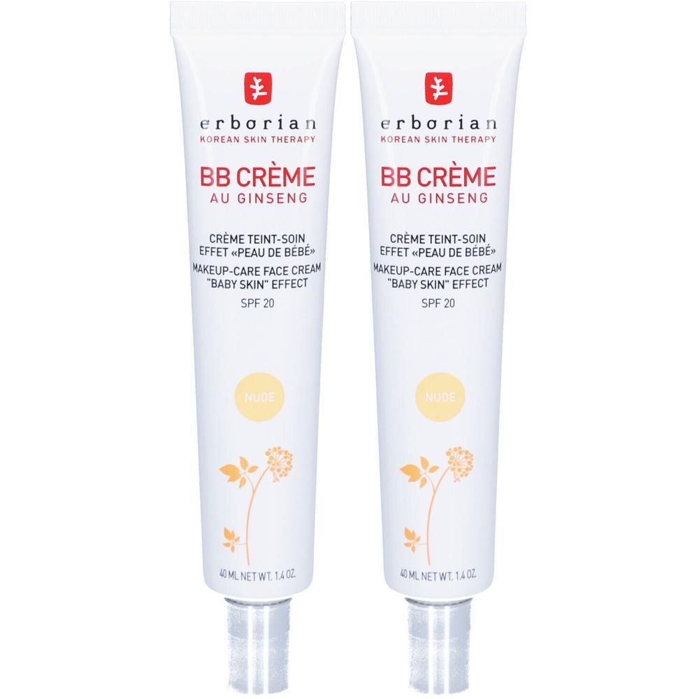 Zwei Tuben Erborian BB Creme mit Ginseng, LSF 20. 40 ml Nettoinhalt.