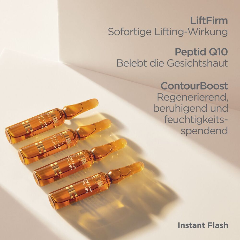 Vier Ampullen ISDINCEUTICS INSTANT FLASH. LiftFirm, Peptid Q10, ContourBoost.