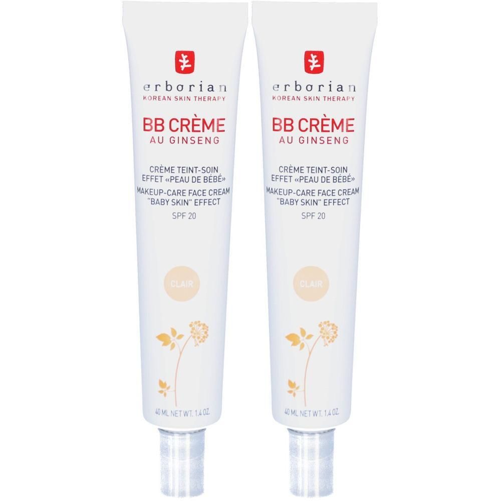 Zwei Tuben Erborian BB Creme Clair mit Ginseng, SPF 20.
