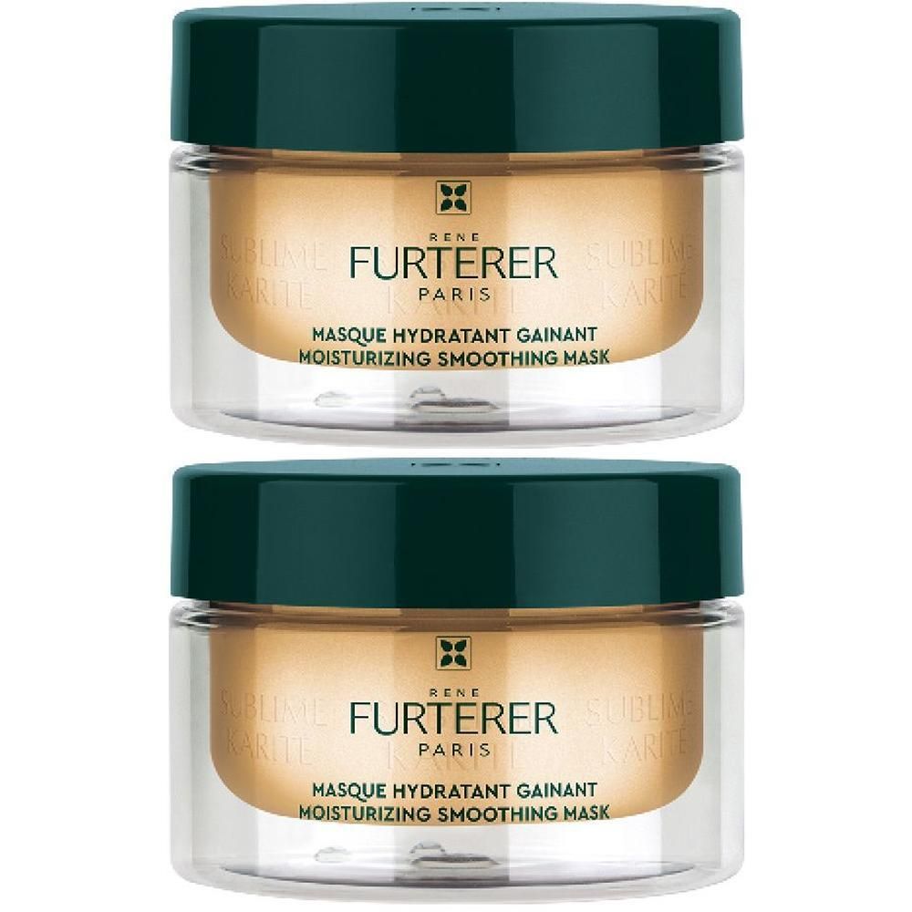 Zwei Gläser der Sublime Karité Feuchtigkeitsspendenden Haarmaske von René Furterer.
