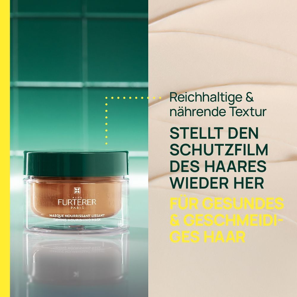 Reichhaltige Haarmaske mit nährender Textur stellt den Schutzfilm des Haares wieder her.