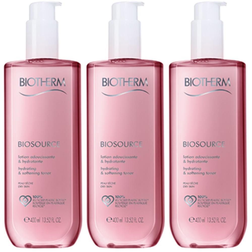 Drei Flaschen BIOTHERM Biosource Lotion für normale Haut, 400ml.