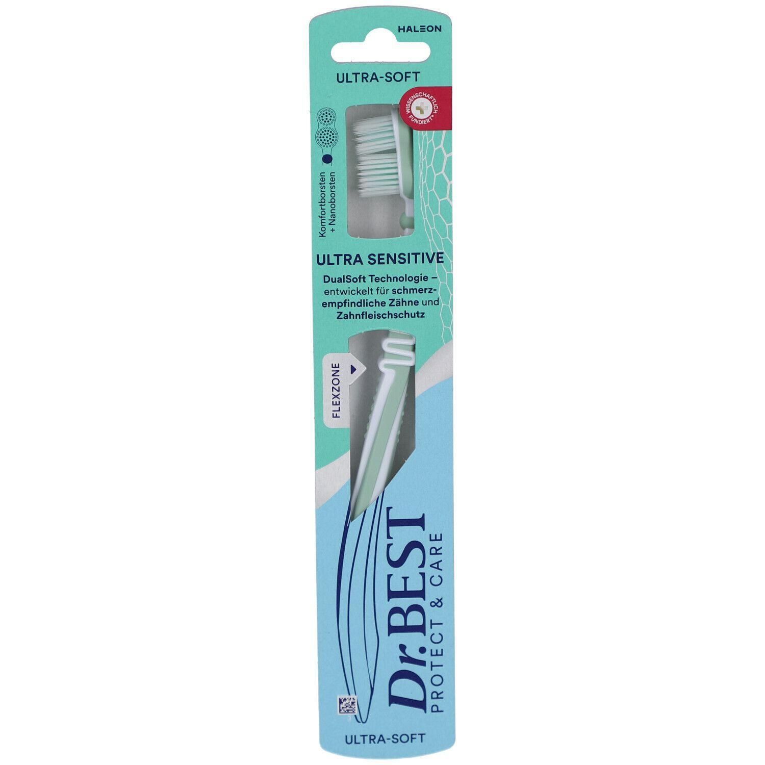 Dr.BEST Ultra Sensitive Zahnbürste mit DualSoft Technologie, ultra-weich.