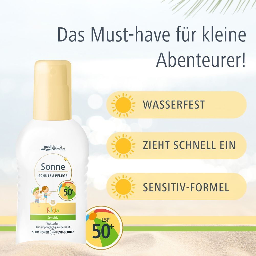 Sonnencreme medipharma cosmetics Sonne Schutz & Pflege KIDS LSF 50+ mit Text zu wasserfest.