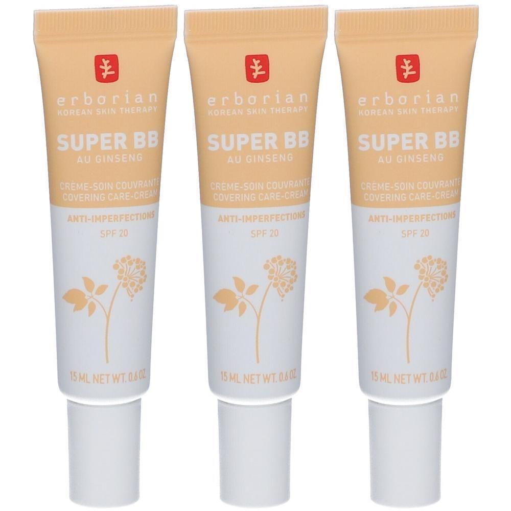 Drei Tuben Erborian Super BB Nude mit Ginseng, LSF 20.