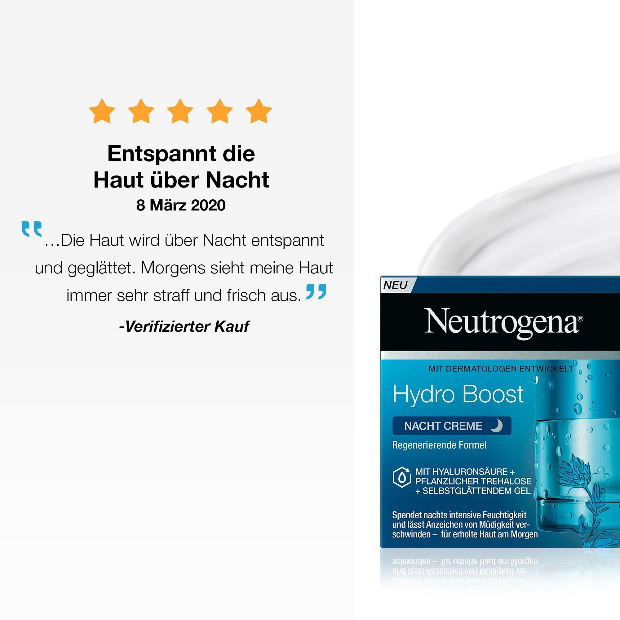 Neutrogena Hydro Boost Nachtcreme mit Kundenbewertung.