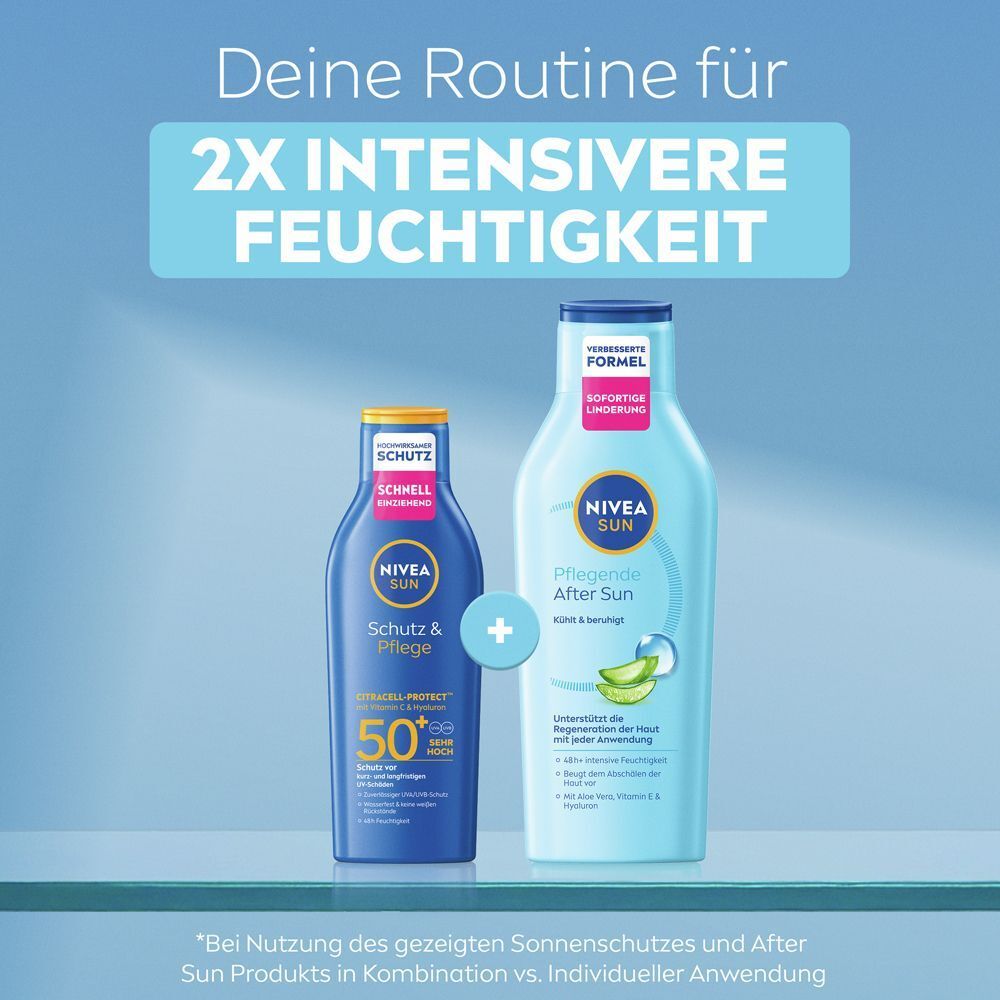 Routine für 2x intensivere Feuchtigkeit: NIVEA SUN Schutz & Pflege und Pflegende After Sun.