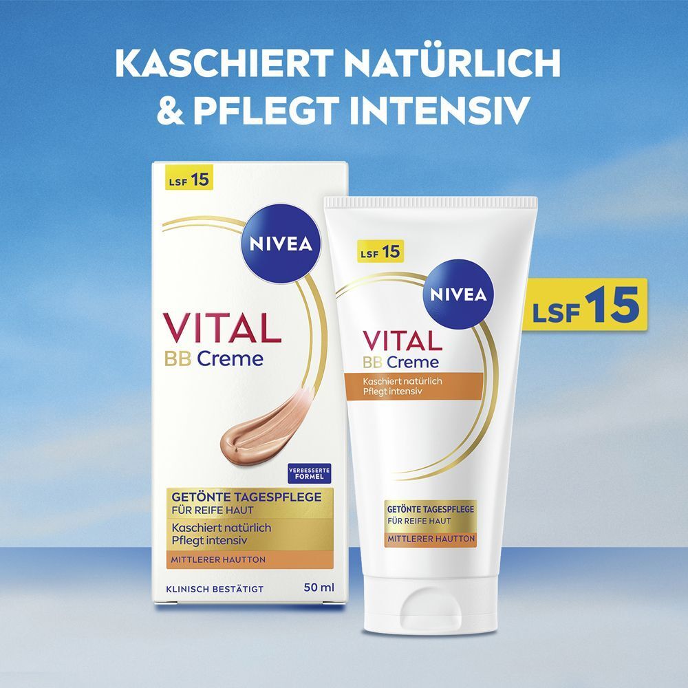 NIVEA VITAL BB Creme Getönte Tagespflege LSF 15: Kaschiert natürlich und pflegt intensiv.