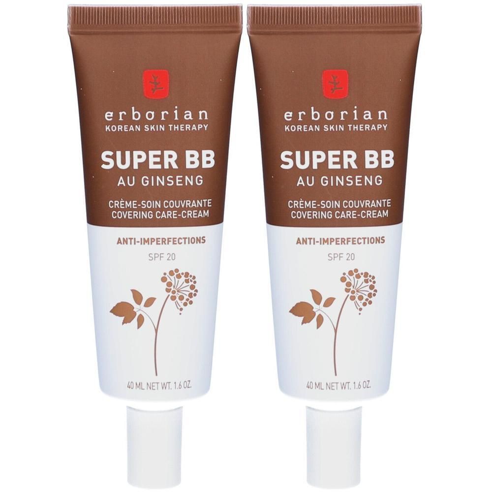 Zwei Tuben Erborian Super BB mit Ginseng, Anti-Imperfections SPF 20.