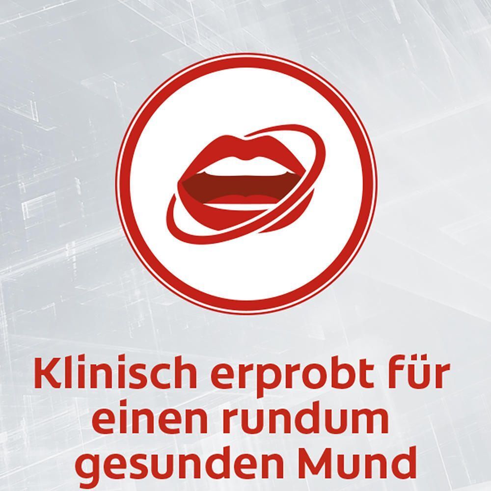 Symbol eines Mundes mit Lippen, steht für klinisch erprobte Mundgesundheit.