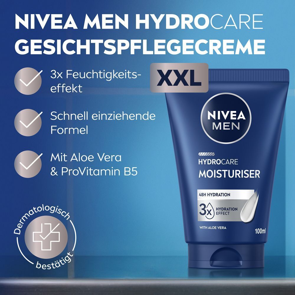 NIVEA MEN HydroCare Gesichtscreme: 3x Feuchtigkeitseffekt, schnell einziehend, mit Aloe Vera & ProVitamin B5.