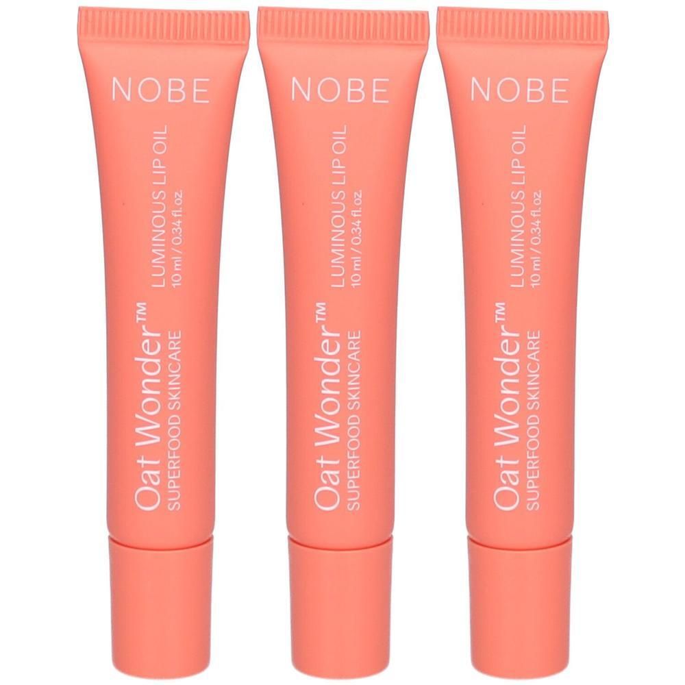 Drei NOBE Oat Wonder Luminous Lip Oil Tuben, 10 ml.