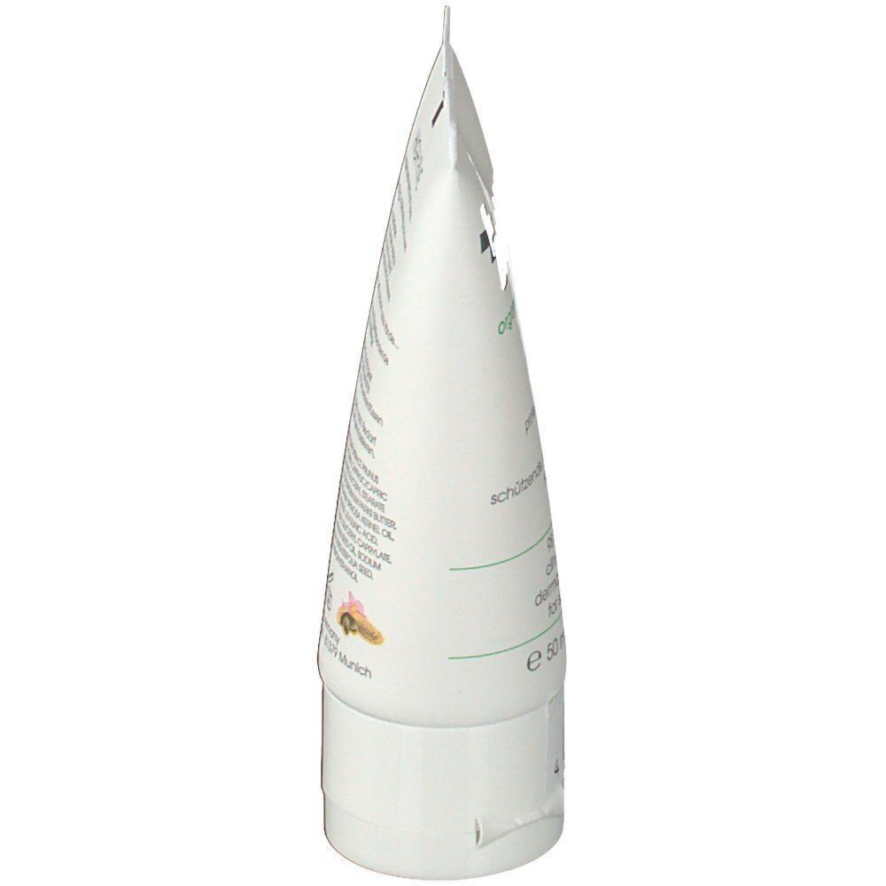Seite einer Tube BIOMD High Five Handcreme, 50 ml, mit Barcode und Siegeln.