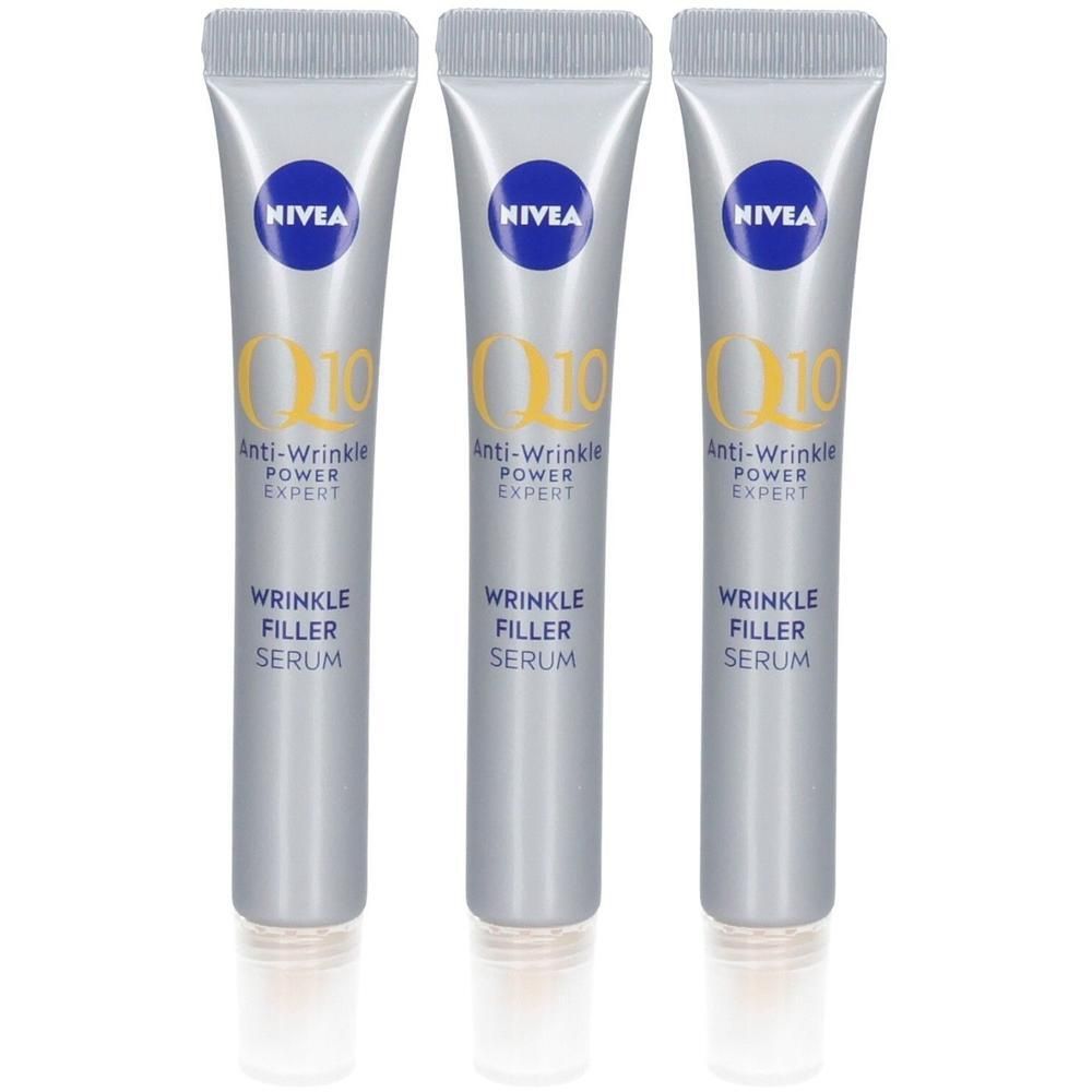 Drei NIVEA Q10 Anti-Falten Power Expert Falten Filler Serum Tuben.