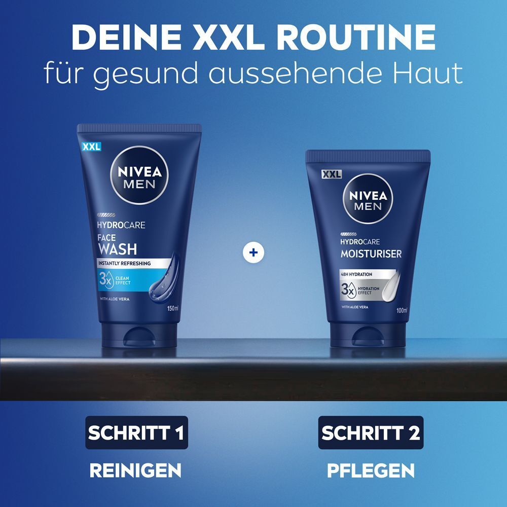 NIVEA MEN HydroCare Waschgel und Feuchtigkeitscreme in XXL-Größe für die tägliche Routine.