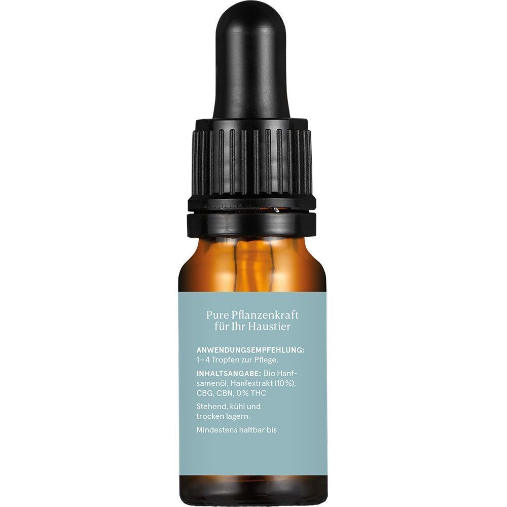Flasche CBD VITAL VET CBD Öl 10% mit Pipettenverschluss und Etikett.