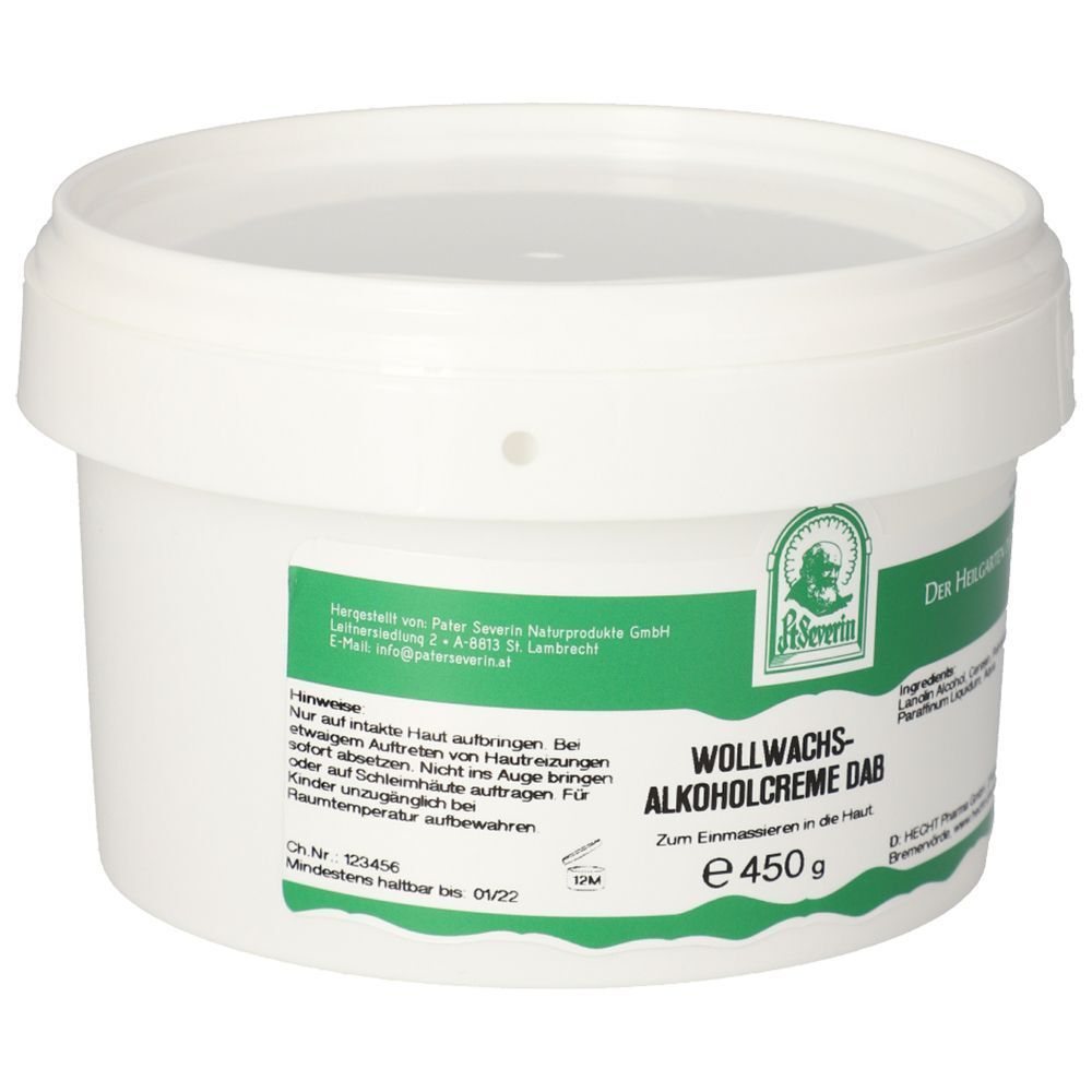 Weißer Tiegel mit Wollwachs-Alkoholcreme DAB, 450g.