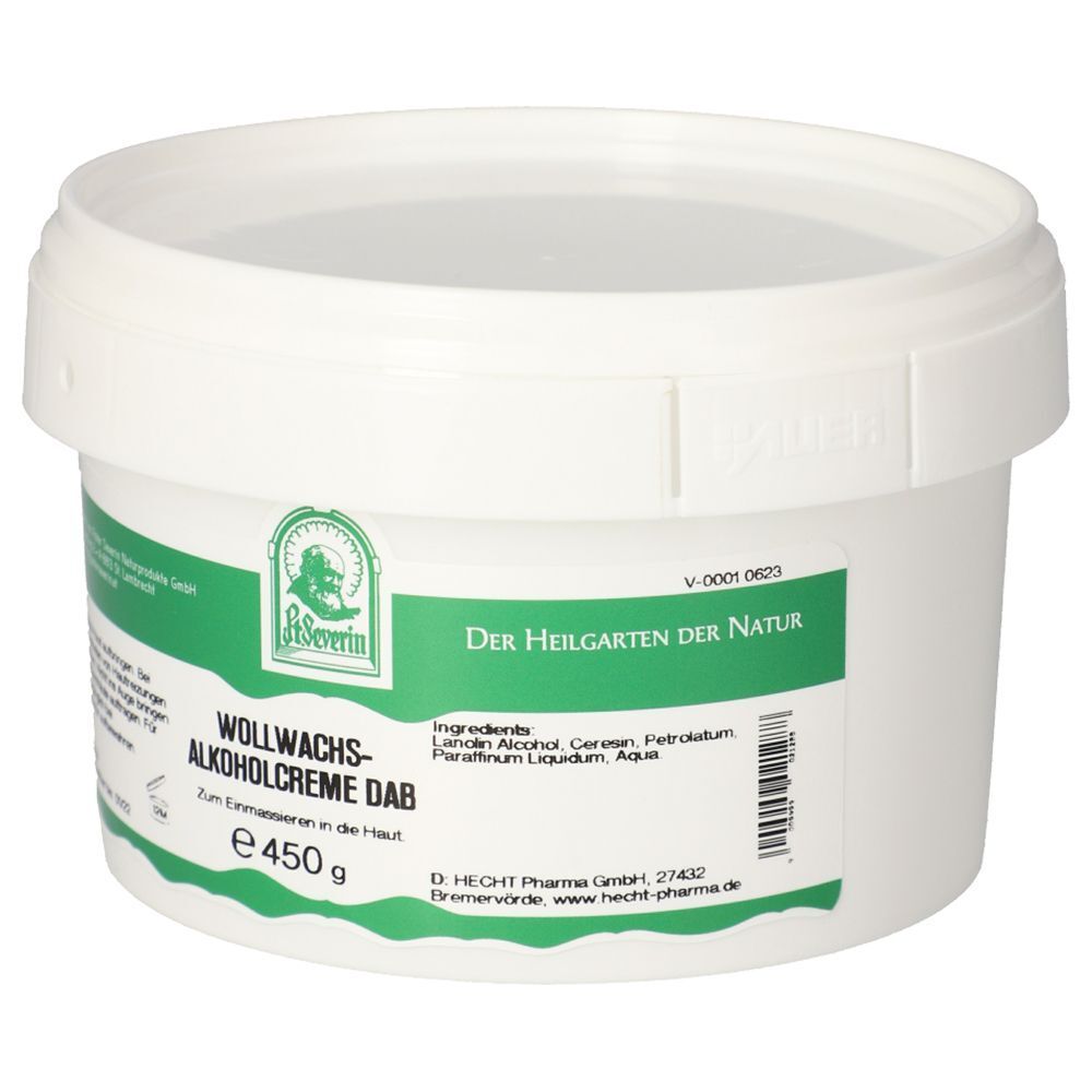 Weißer Tiegel mit Wollwachs-Alkoholcreme DAB, 450g.