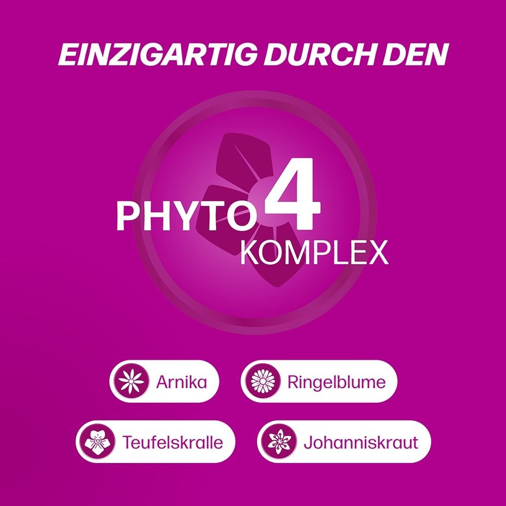 Logo Phyto 4 Komplexe mit Arnika, Ringelblume, Teufelskralle, Johanniskraut.