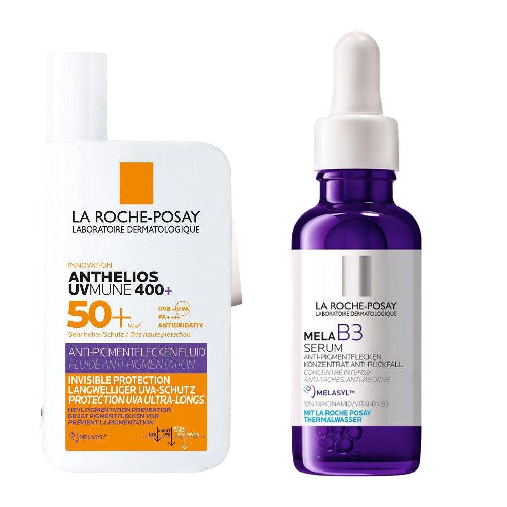 La Roche Posay Anthelios Fluid und Mela B3 Serum.