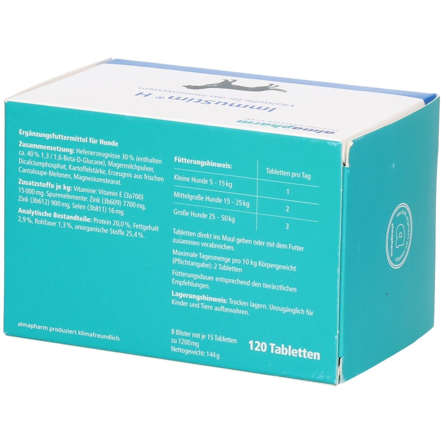 Almapharm ImmunStim H, Ergänzungsfuttermittel für Hunde, 120 Tabletten.
