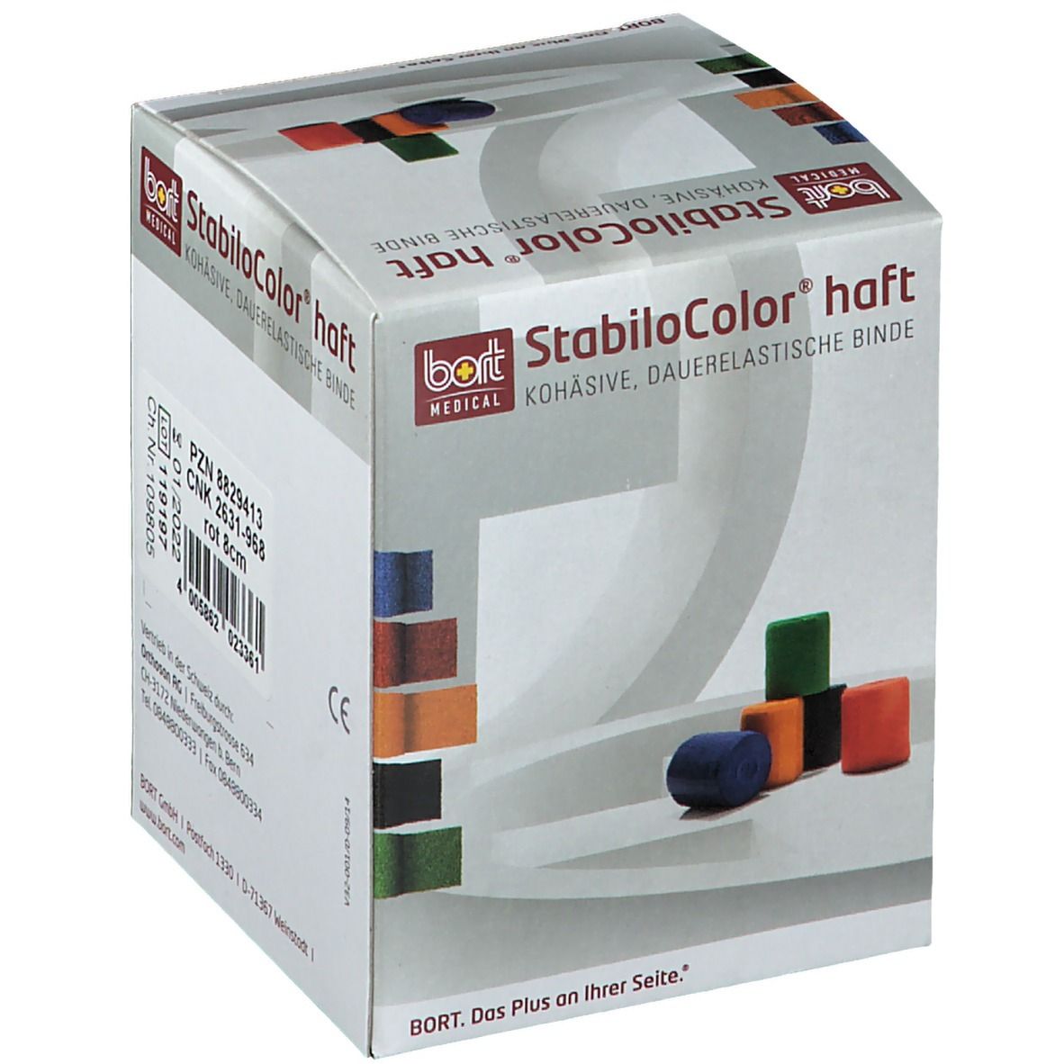 BORT StabiloColor® haft Binde 8 cm rot