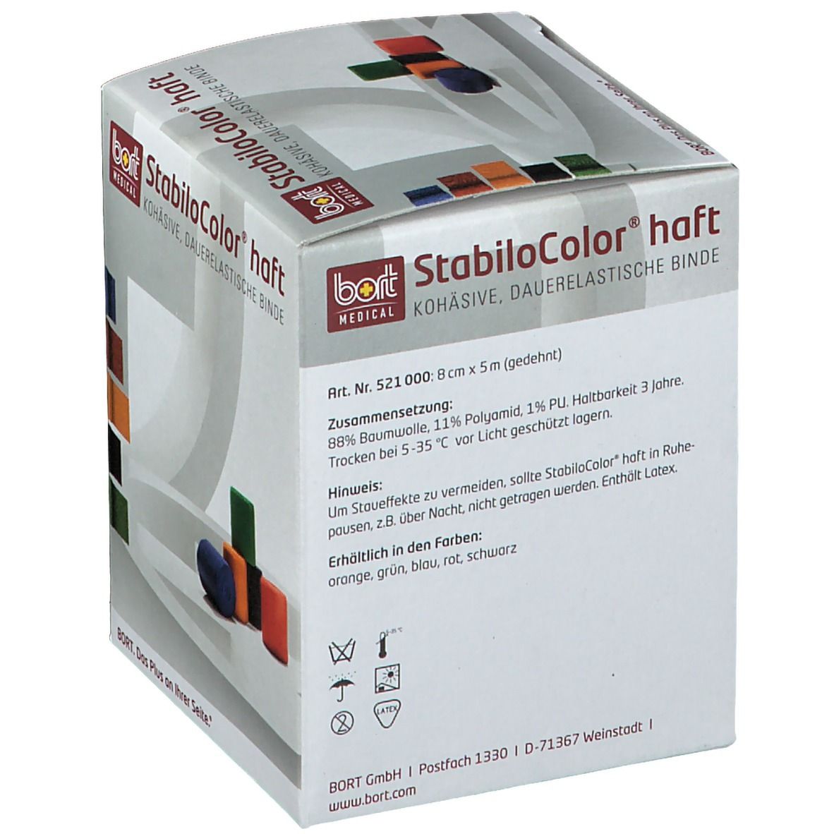 BORT StabiloColor® haft Binde 8 cm rot