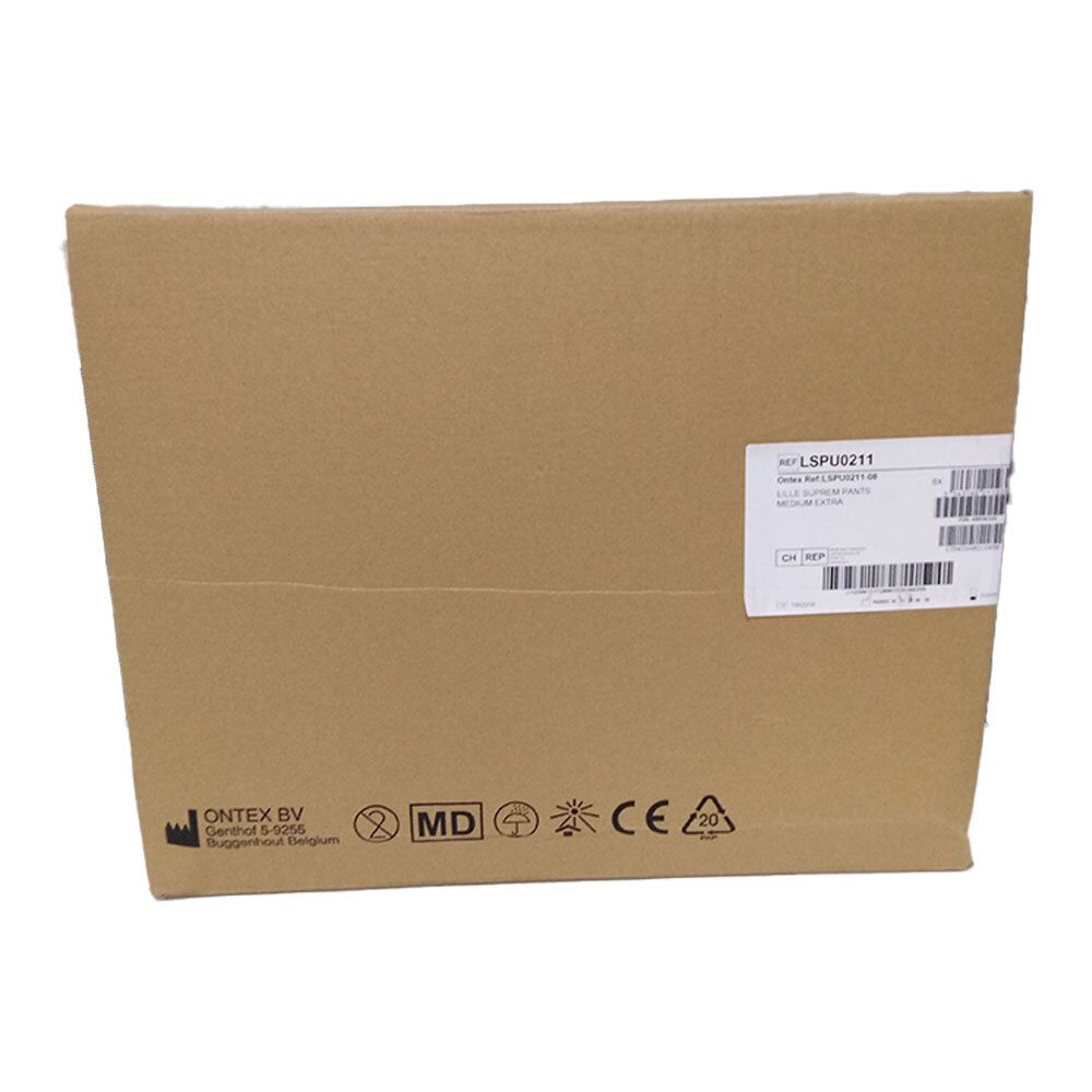 Kartonverpackung. Etikett mit Barcode und Produktinformationen. MD-Kennzeichnung. CE-Zeichen.