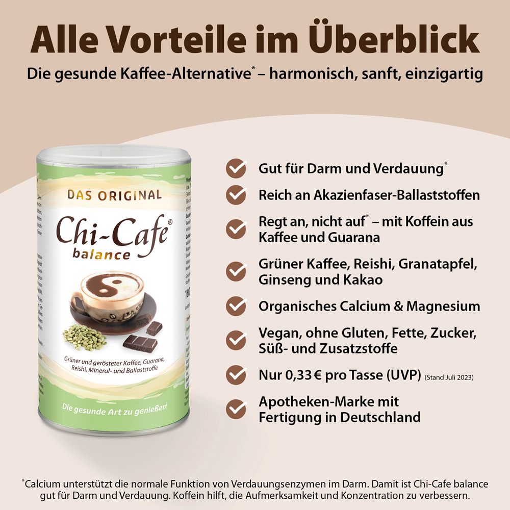 Chi-Cafe balance Wellness Kaffee mit Akazienfaser Guarana Reishi-Pilz Ginseng