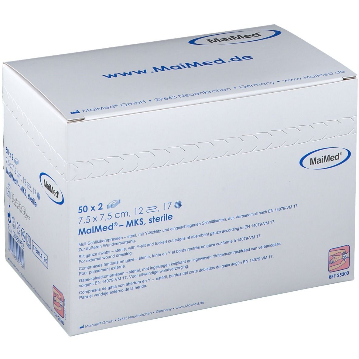 MaiMed® Vlies-Schlitzkompressen 7,5 x 7,5 cm 12 fach steril