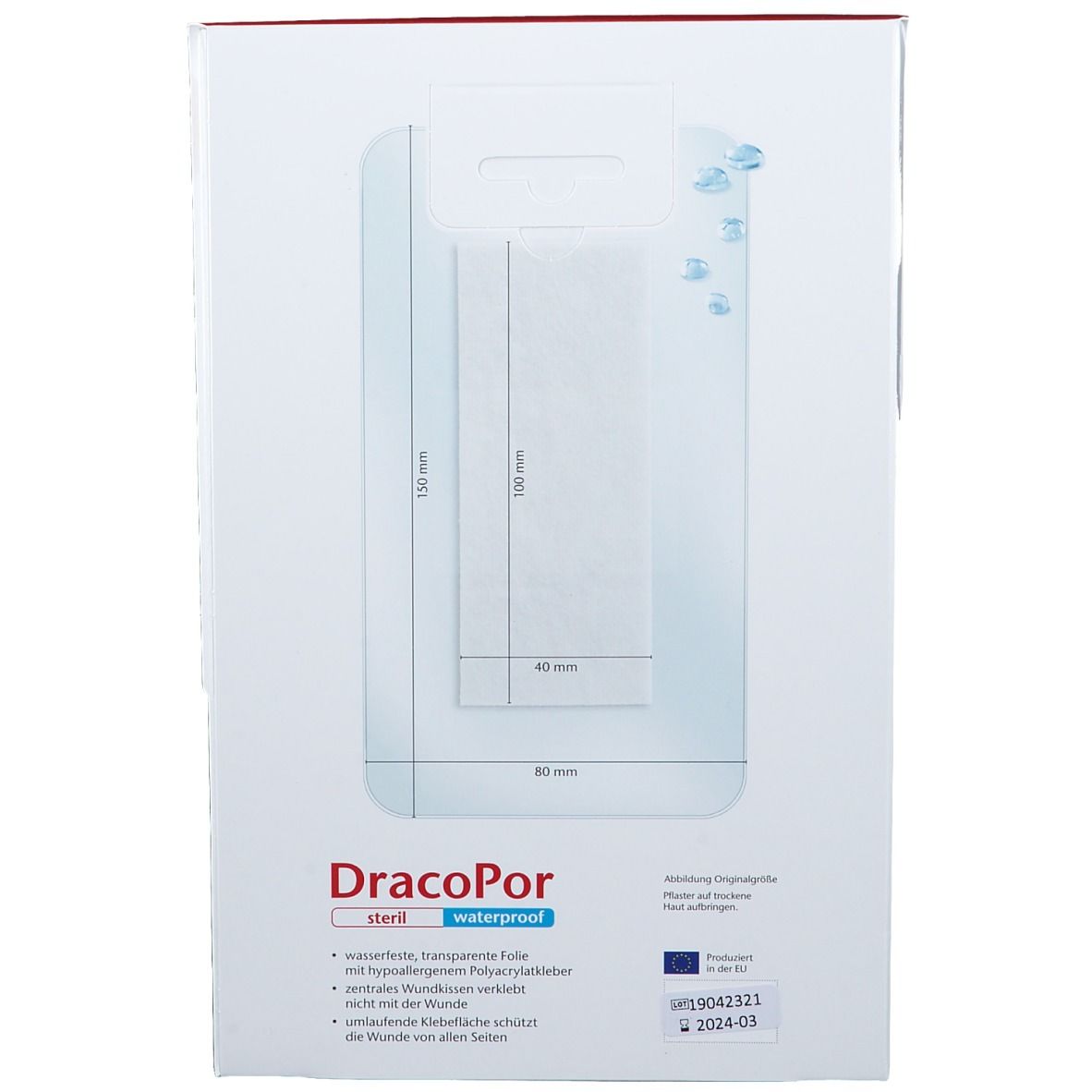 DracoPor waterproof 8 x 15 cm steril