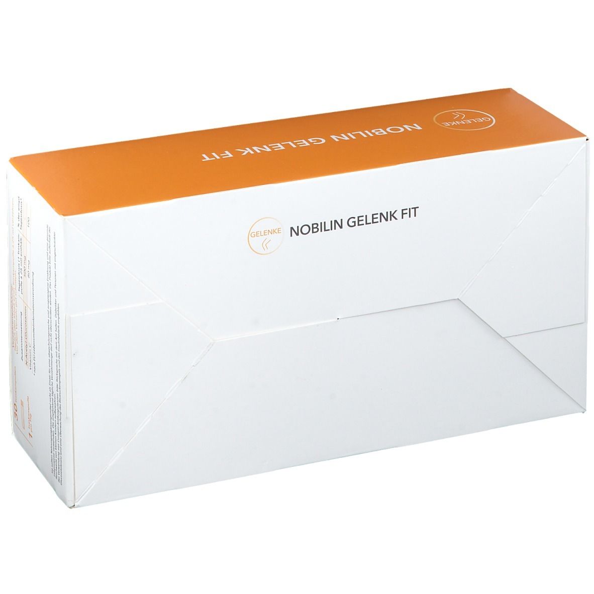 Produktverpackung von NOBILIN GELENK FIT. Weiße Schachtel mit orangefarbenem Deckel. Produktname auf dem Deckel.
