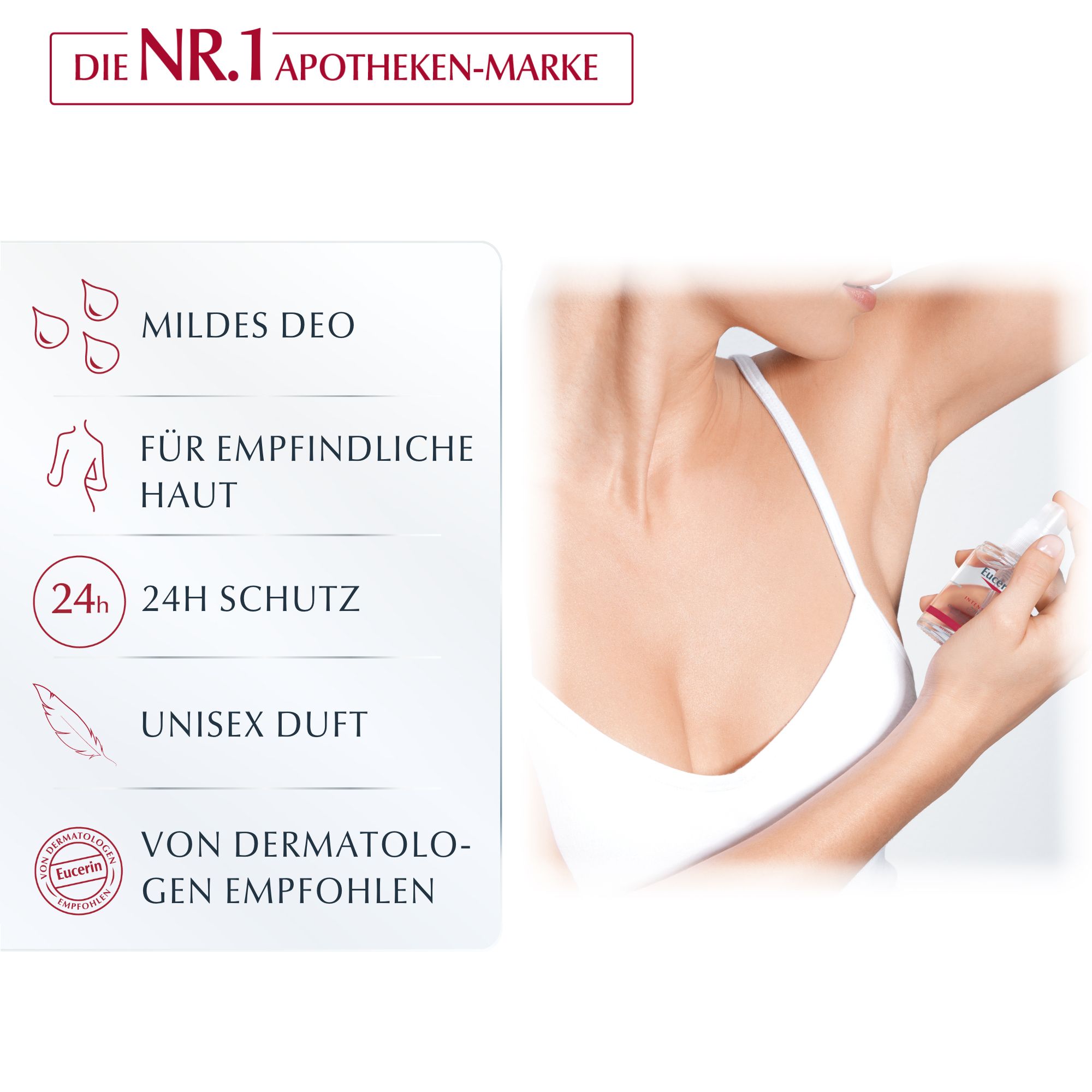 Eucerin Deodorant Empfindliche Haut 24h Pump-Spray – Deo Spray schützt empfindliche Haut vor Körpergeruch