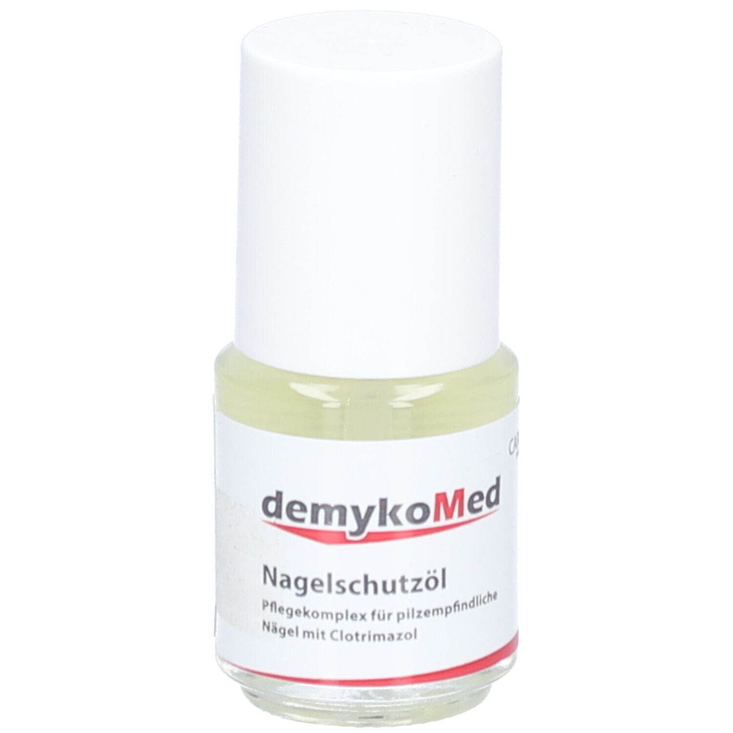 Nagelöl-Fläschchen mit weißem Deckel. Etikett mit Produktnamen und CAREMED-Logo.