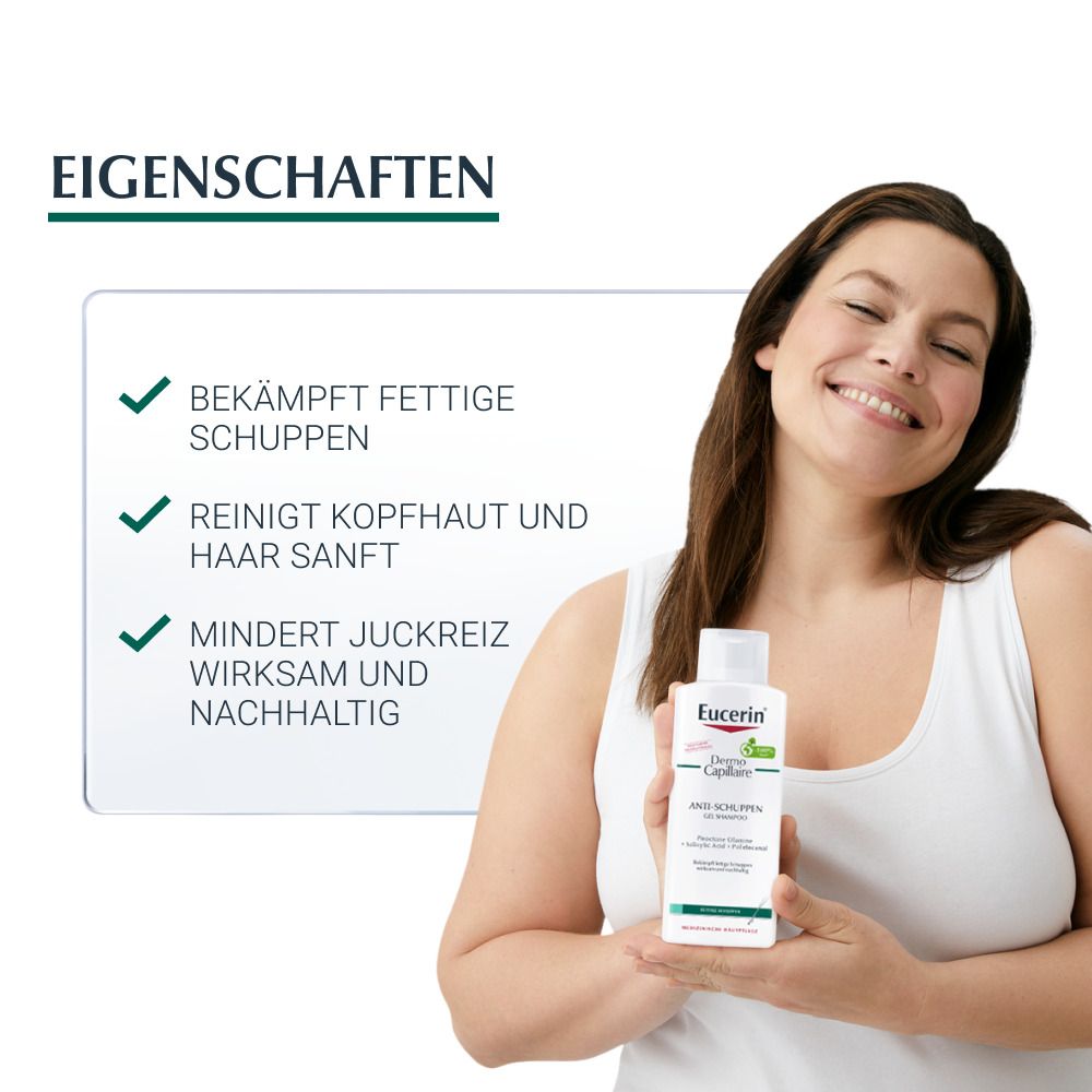 Eucerin® DermoCapillaire Anti-Schuppen Gel Shampoo – Haarpflege bei fettigen Schuppen & juckender Kopfhaut