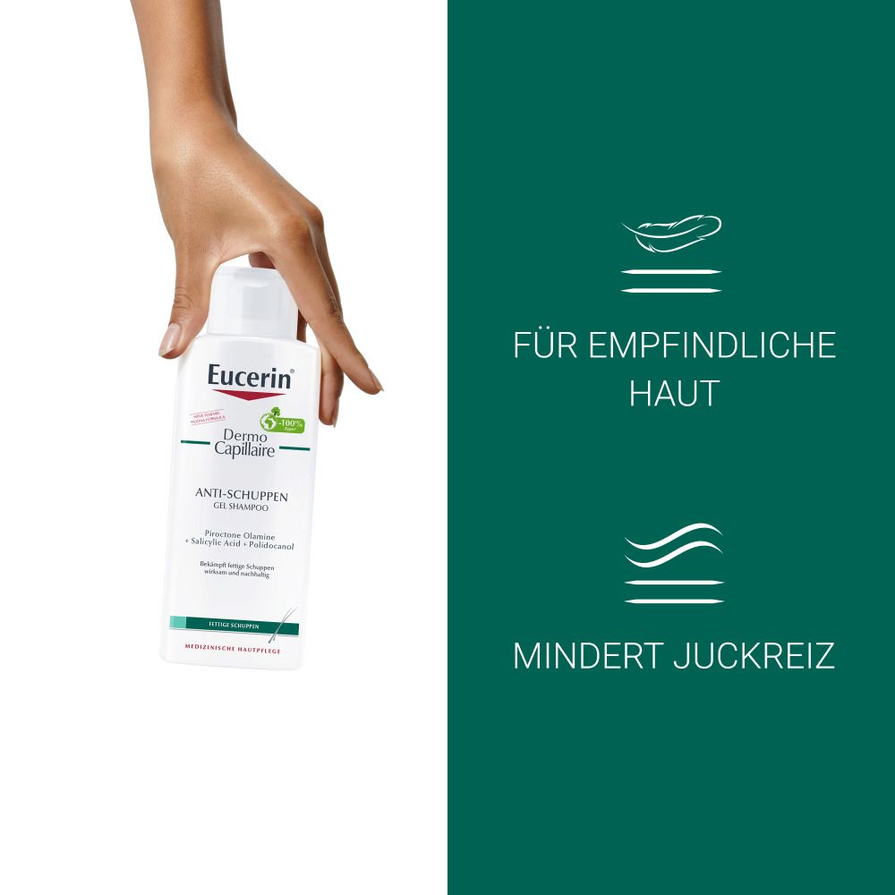 Eucerin® DermoCapillaire Anti-Schuppen Gel Shampoo – Haarpflege bei fettigen Schuppen & juckender Kopfhaut