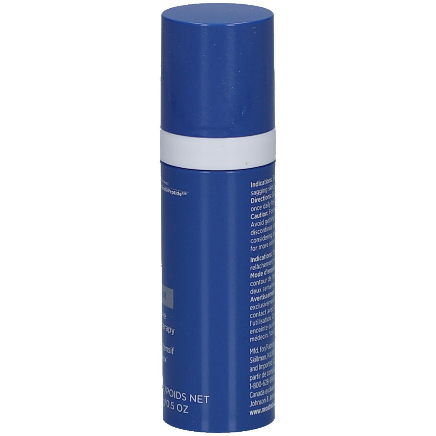 Zylindrische Flasche mit silbernem Deckel. Aufschrift: NeoStrata, Repair, Intensive Eye Therapy. Silberner Ring.