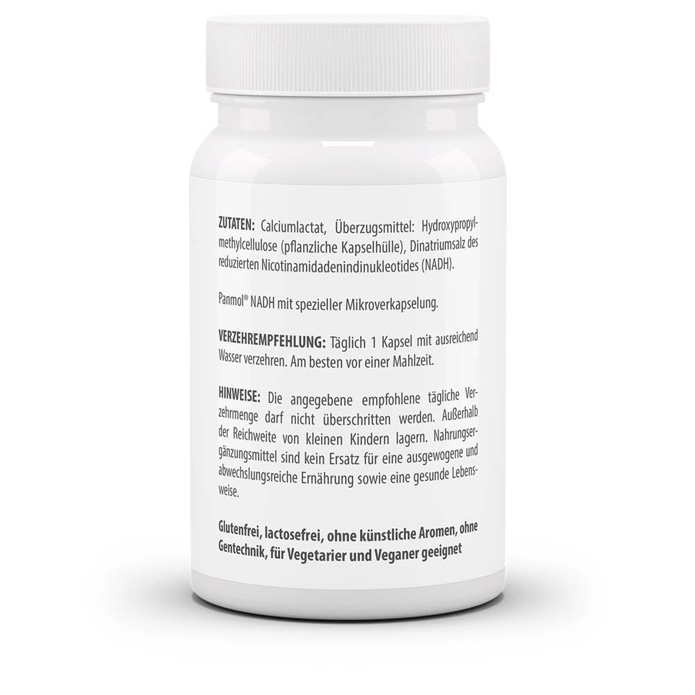 Rückseite der weißen Flasche. Zutaten, Verzehrempfehlung, Hinweise. Glutenfrei, lactosefrei, ohne künstliche Aromen.