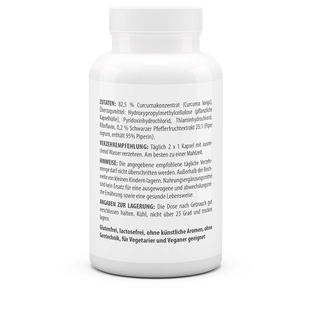 Rückseite der weißen Flasche. Text: Zutaten, Verzehrempfehlung, Hinweise, Angaben zur Lagerung. Glutenfrei, lactosefrei.