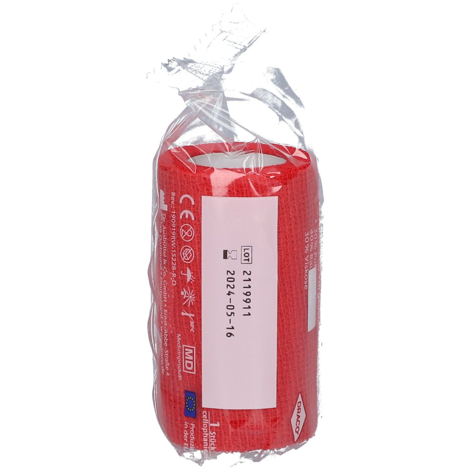 DRACOELFI haft color Fixierbinde 8 cmx4 m rot