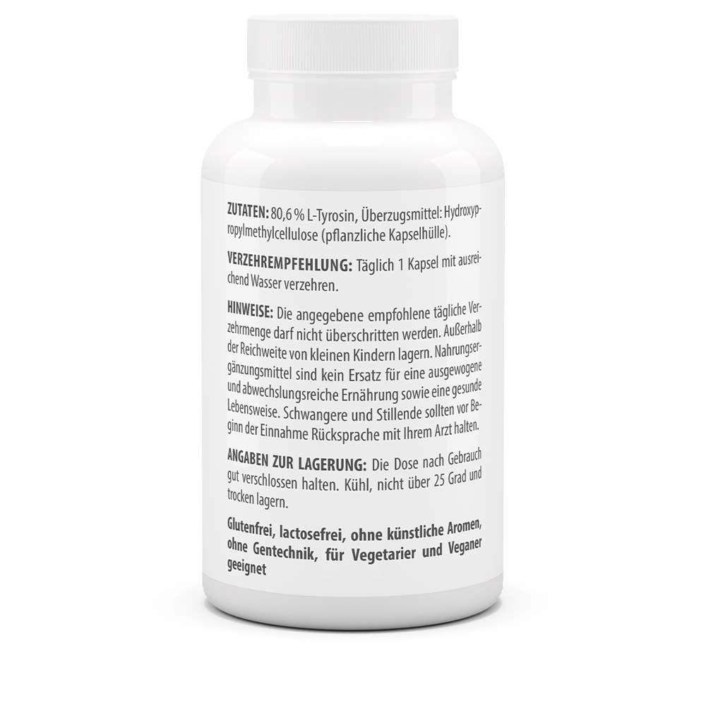 Rückseite der Flasche. Zusammensetzung, Verzehrempfehlung, Hinweise, Lagerung. Glutenfrei.