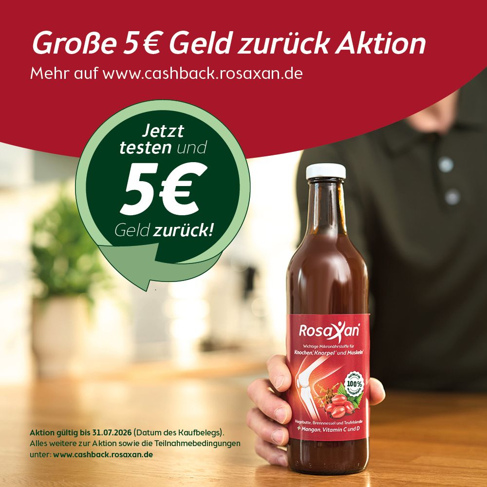 Flasche und Becher. Text: 100% natürliche Pflanzenstoffe. Made in Germany. Produktinformationen.