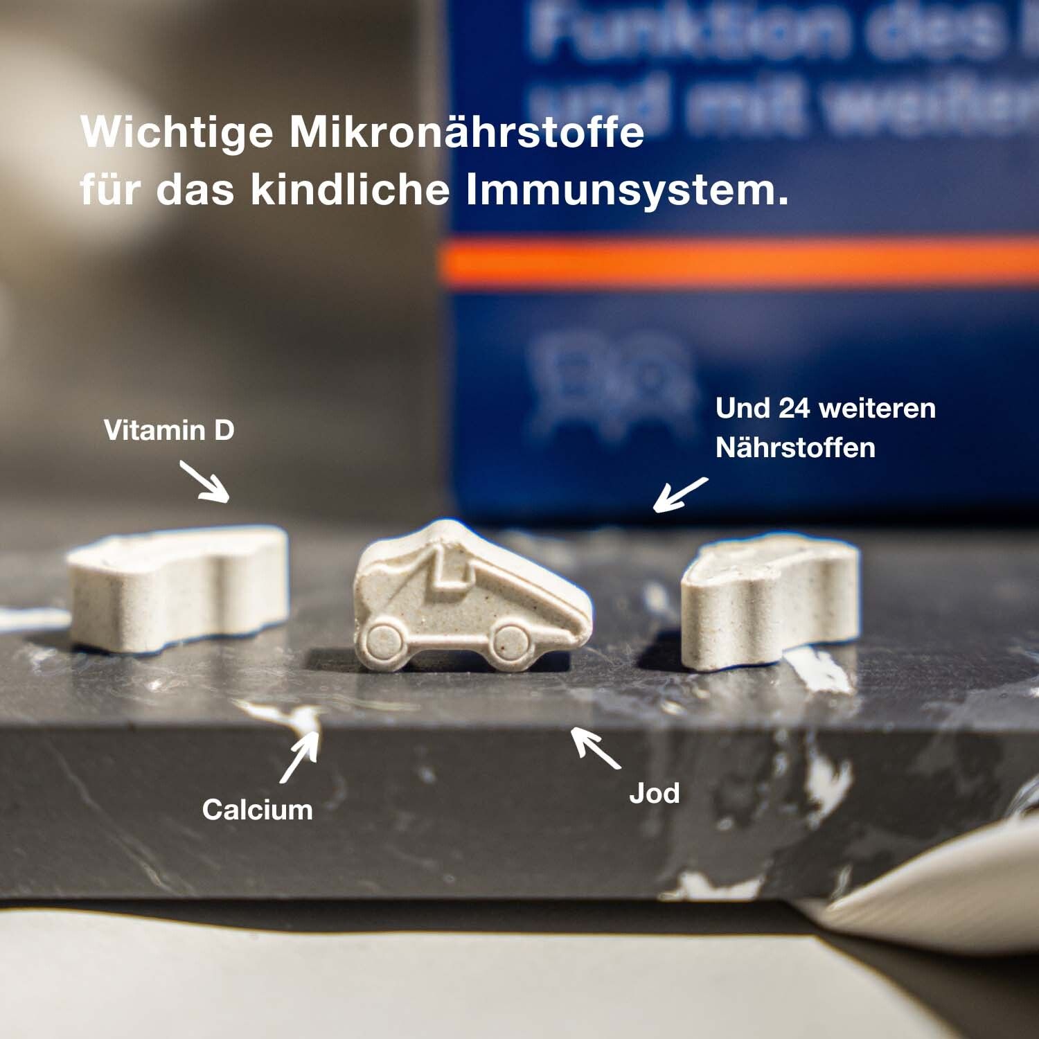 Orthomol junior C plus - mit Vitamin C als Beitrag zu einer normalen Funktion des Immunsystems - Waldfrucht und Mand./Orange - Kautabletten