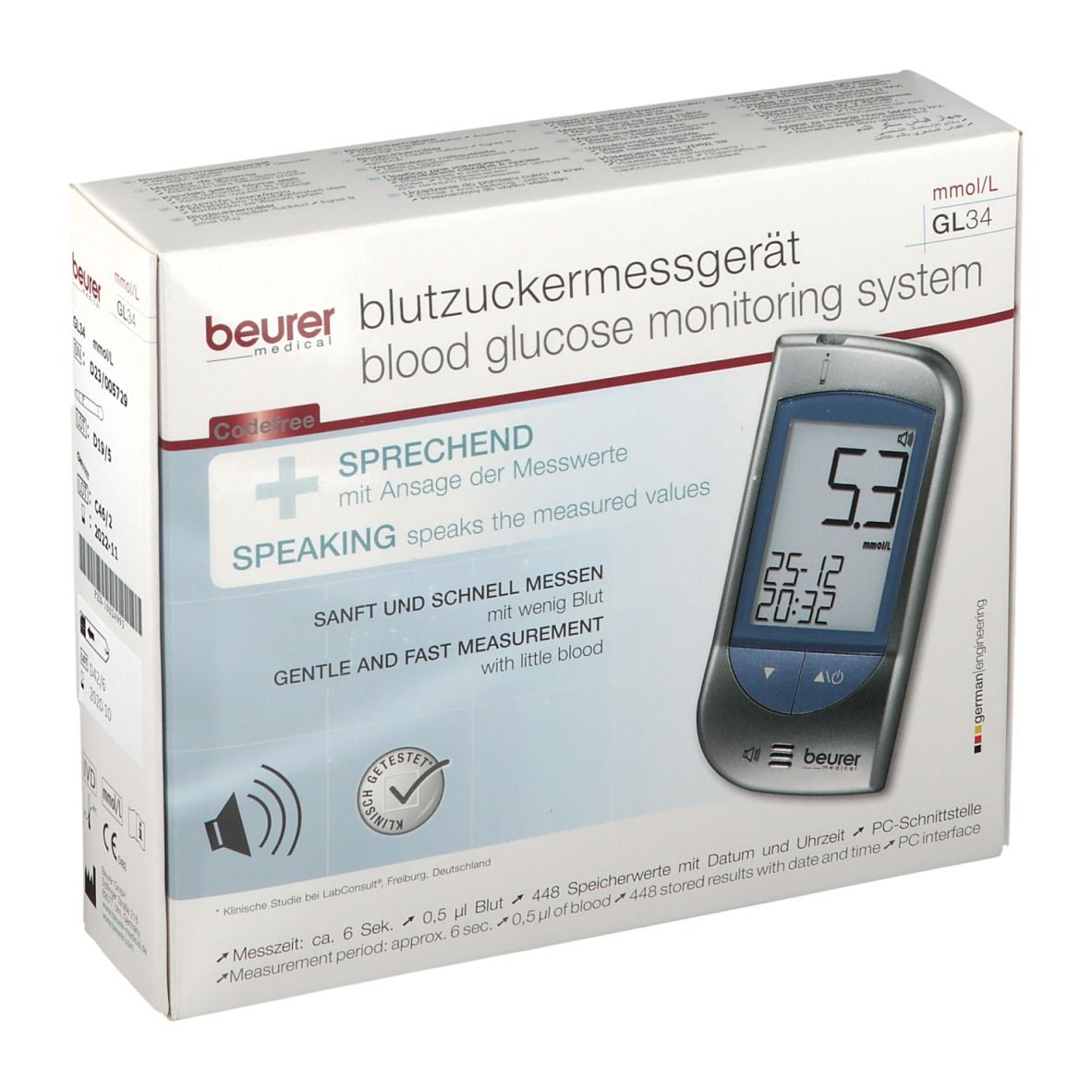 beurer Blutzuckermessgerät GL 34 mmol/L