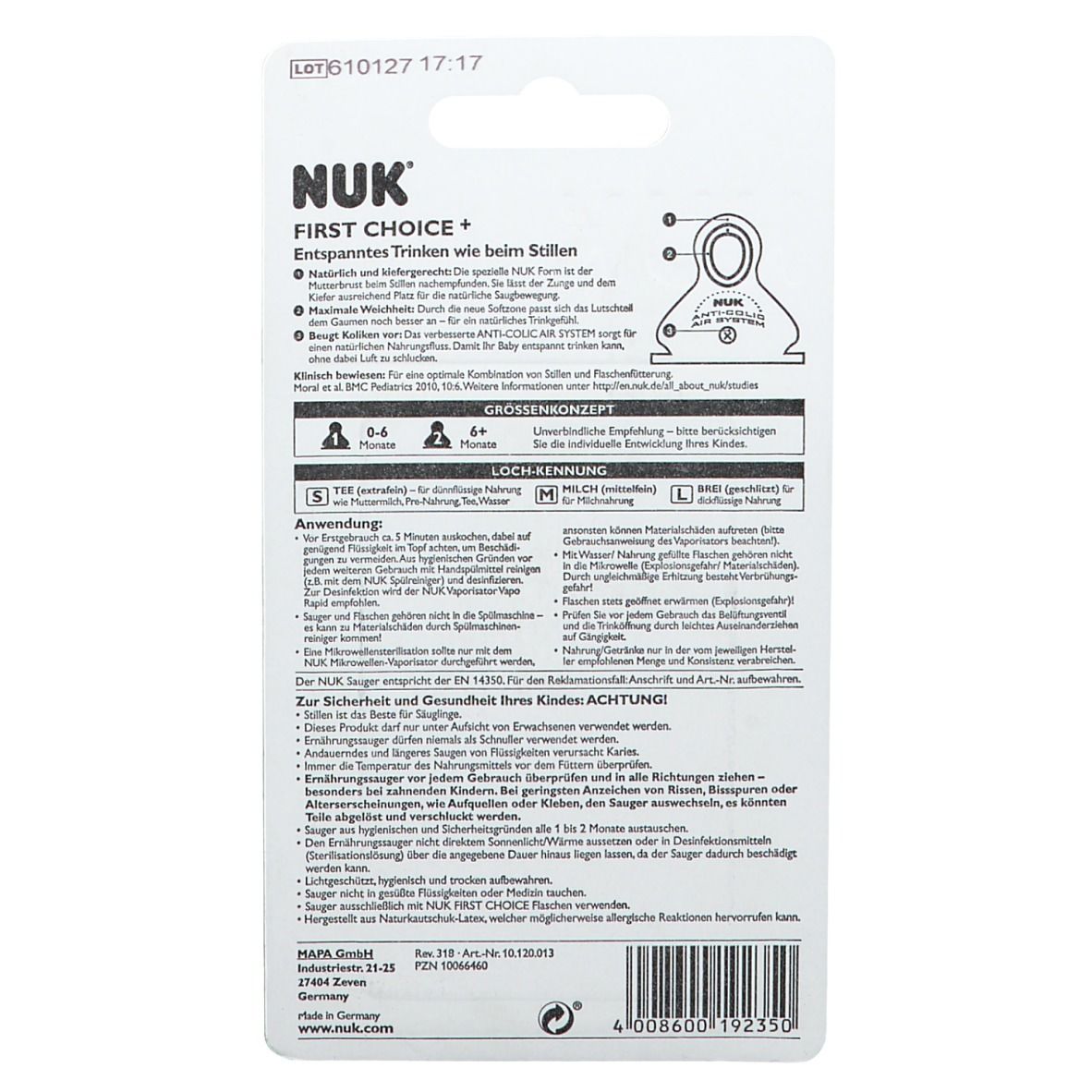 NUK First Choice Plus Latexsauger für Milch & Tee, 0-6 Monate