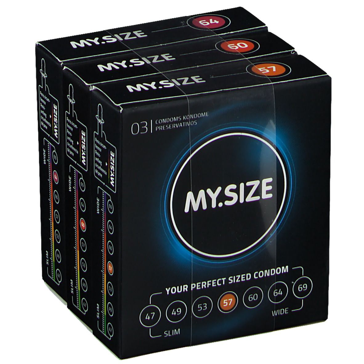 MY.SIZE 57 60 64 Kondome Testpack