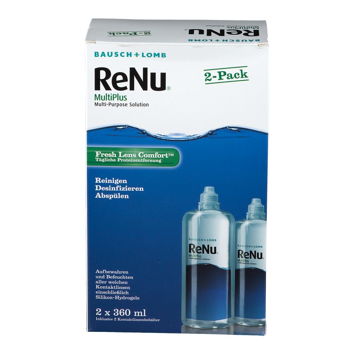 ReNu® MultiPlus 2x360ml inklusive 2 Kontaktlinsenbehälter