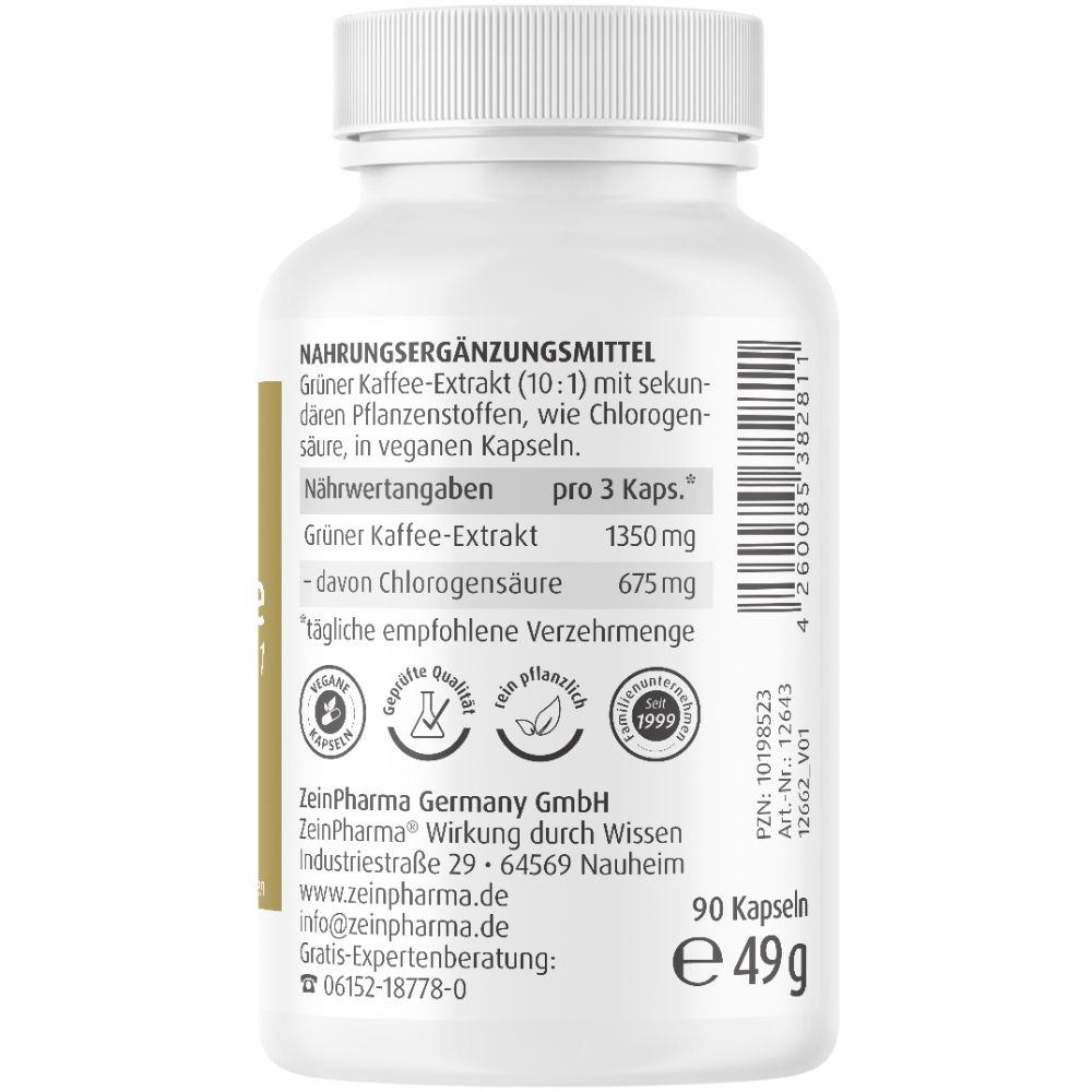 ZeinPharma® Grüner Kaffee Kapseln 450 mg Extrakt